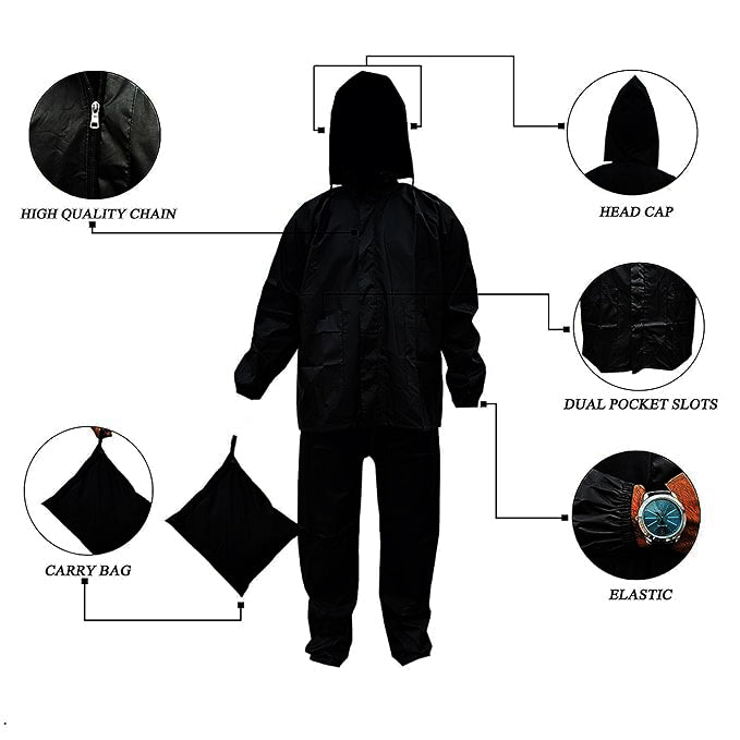 Printokraft Waterproof Polyester Rain Suit for Men | Lightweight Bike Riding Raincoat Set (Jacket & Pant)