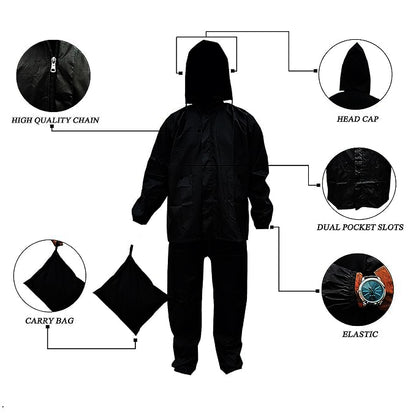 Printokraft Waterproof Polyester Rain Suit for Men | Lightweight Bike Riding Raincoat Set (Jacket & Pant)
